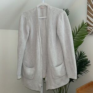 Faherty Womens White Chunky Knit Cashmere Cotton Blend Long Line Cardigan Size M